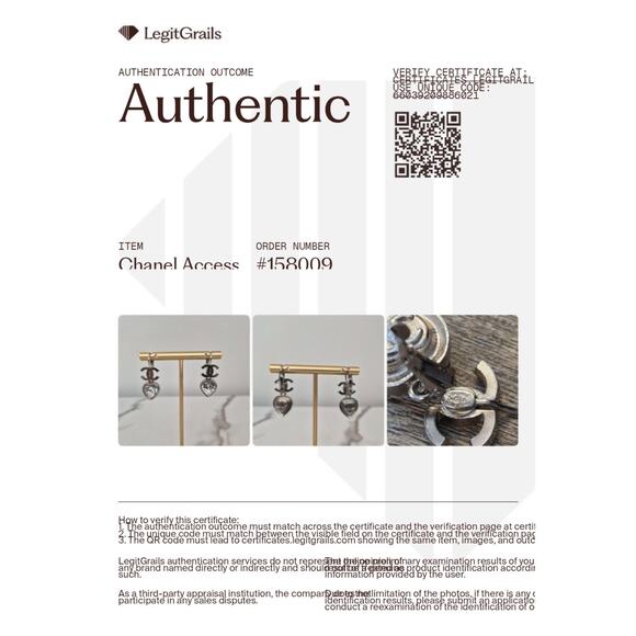 Chanel Coco Mark Heart Motif Dangle Silver Earrings - Picture 5 of 5